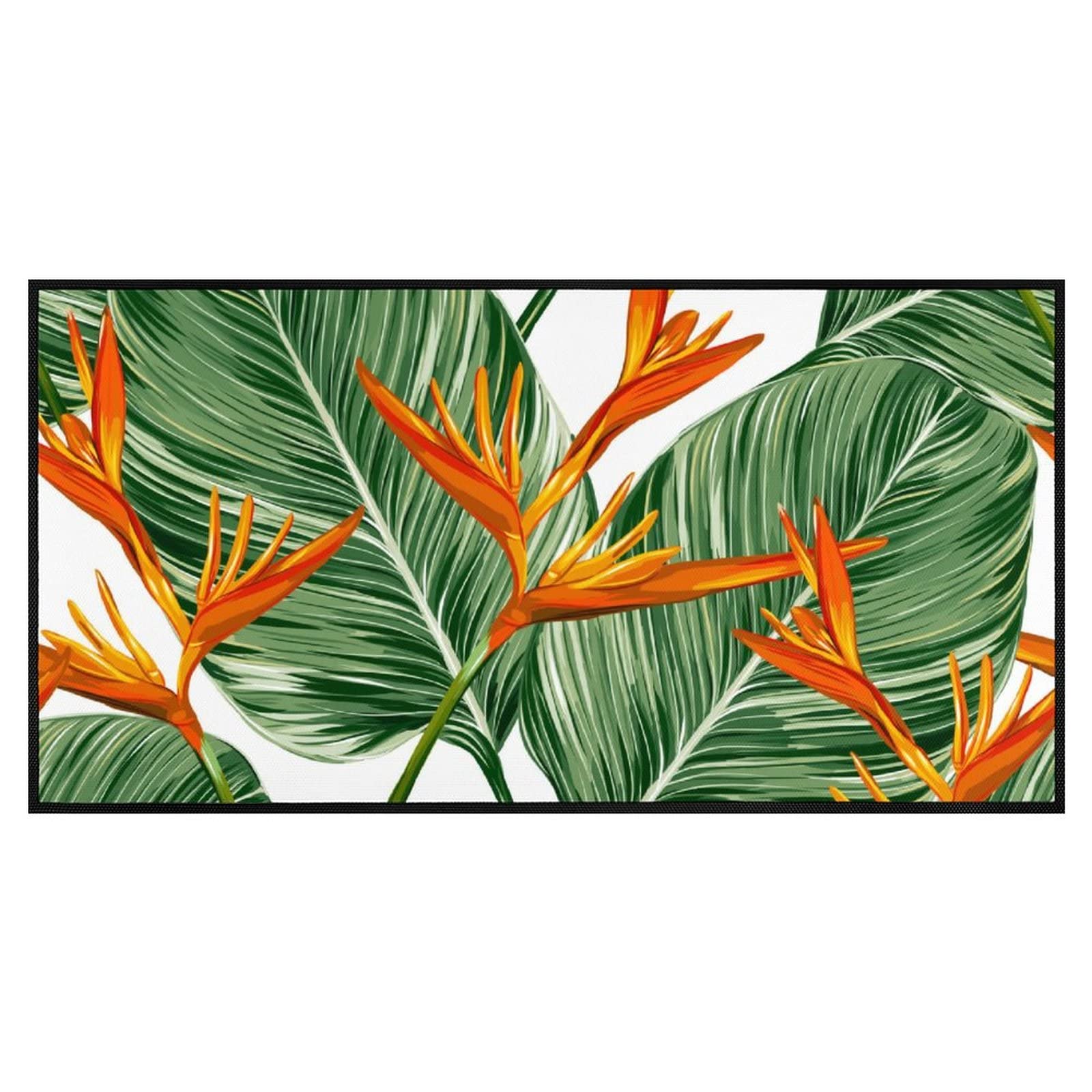 TsyTma Bird's Paradise Flower Kitchen Rug Tropical Flower Floor Mats Washable Non-Slip Bathroom Rug Runner Laundry Room Home Holiday Decor 39x20 Inch