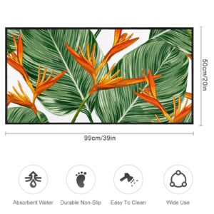 TsyTma Bird's Paradise Flower Kitchen Rug Tropical Flower Floor Mats Washable Non-Slip Bathroom Rug Runner Laundry Room Home Holiday Decor 39x20 Inch