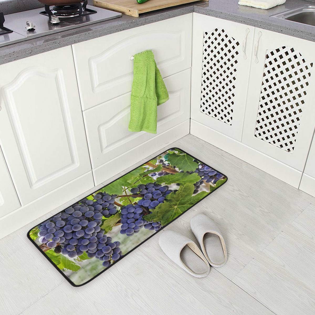 Fruit Grape Grapevine Vines Kitchen Floor Mat Door Mats Inside Outside Front Doormat Non Slip Kitchen Rug for Home, 39" x 20"