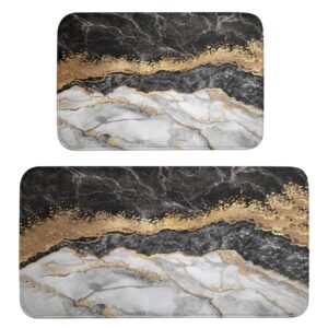 harooni marble kitchen mat 2 pcs anti fatigue black gold marble kitchen floor mat washable water absorbent marble look kitchen rugs for bathroom laundry sink kitchen standing mat
