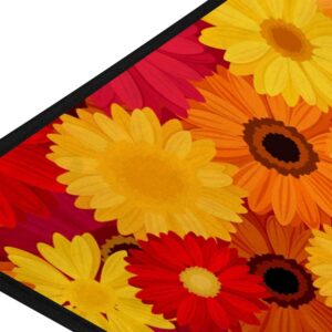 Long Kitchen Rugs Non Slip Washable Bath Mat Kitchen Runner Rug Red Orange Yellow Gerbera Flowers Water Absorption and Quick Drying Anti Fatigue Comfort Flooring Carpet 39 x 20 inch