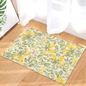 Door Mat for Bedroom Decor, Summer Fruit Yellow Lemon Texture Floor Mats, Holiday Rugs for Living Room, Absorbent Non-Slip Bathroom Rugs Home Decor Kitchen Mat Area Rug 18x30 Inch