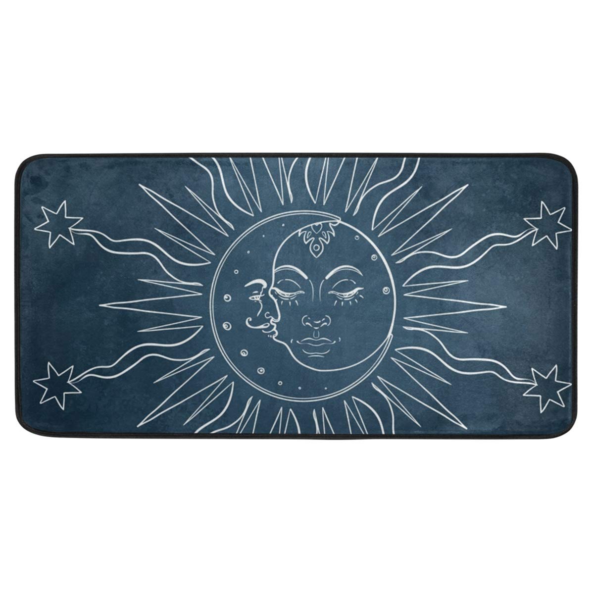 Sun and Moon Kitchen Rug Mandala Celestial Door Mat Bath Rug Home Decor Floor Mat Non-Slip Carpet for Kitchen Living Bedroom 39 x 20 Inch