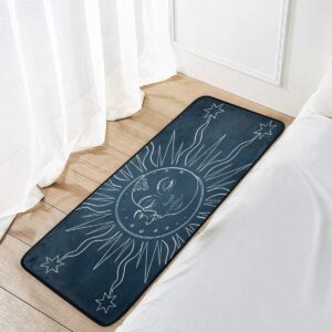 Sun and Moon Kitchen Rug Mandala Celestial Door Mat Bath Rug Home Decor Floor Mat Non-Slip Carpet for Kitchen Living Bedroom 39 x 20 Inch