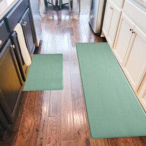 uphteh anti fatigue kitchen mats for floor 2 piece set,17.32 * 28.74 and 17.32 * 46.25,non slip waterproof kitchen mats and rugs ergonomic comfort mat for kitchen,home,office,sink,laundry room (green)
