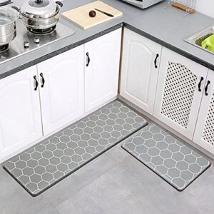 gray kitchen mats for floor,pvc cushioned anti-fatigue comfort mat,2 piece 0.47in super thick kitchen rugs【59in】 for kitchen sink office laundry room