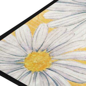 susiyo Kitchen Mat Watercolor Floral Daisy Flowers Kitchen Rug Mat Anti-Fatigue Comfort Floor Mat Non Slip Oil Stain Resistant Easy to Clean Kitchen Rug Bath Rug Carpet for Indoor Outdoor Doormat