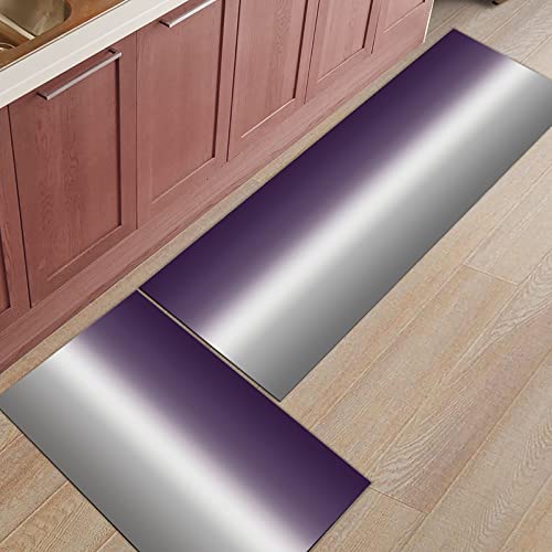 Ombre Kitchen Rug Set 2 Piece, Non Slip Kitchen Rugs and Mats Cushioned Anti Fatigue Kitchen Floor Mat Comfort Standing Kitchen Mat Set Purple Gray Gradient Pattern