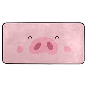kitchen rugs cute pig pink design non-slip soft kitchen mats bath rug runner doormats carpet for home decor, 39" x 20"