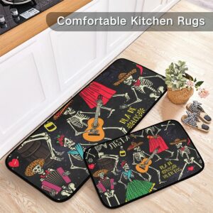 Emelivor Mexican Talavera Tile Kitchen Rugs and Mats Set 2 Piece Non Slip Washable Runner Rug Set of 2 for Floor Home Kitchen Laundry Decorative