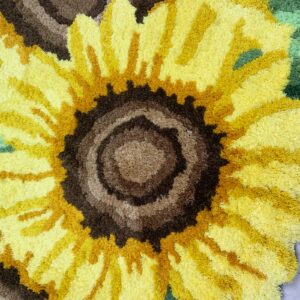 USTIDE Sunflower Area Rug, Rustic Flower Doormat Cute Rug for Bathroom Kitchen, Handmade Rug Washable Floral Mat (27.5''X37.4'')