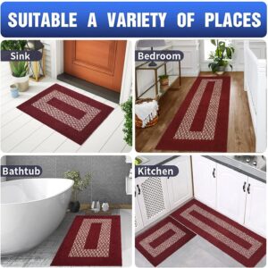 Marina Decoration Decor Luxury Non-Slip Rubber Backing Safety Soft Runner Area Carpet Floor Area Rug Indoor Interior Accent Decorative Mat, Burgundy Color Diamond Design, 26 x 45 Inch