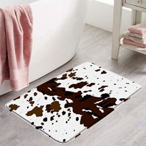 VPUPCN Cow Print Bath Mat Brown Black Cowhide Rustic Funny Farmhouse Animal Skin Spots Creative Microfiber Memory Foam Bathroom Rug Doormat Kitchen Toilet Floor Rug