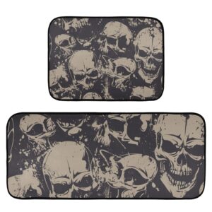 j joysay skulls kitchen rugs and mat 2 pieces set cushioned anti fatigue kitchen mat non slip floor rug washable farmhouse decor for home kitchen hallway bedroom