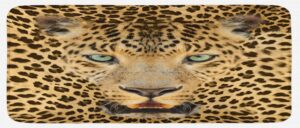 ambesonne leopard kitchen mat, predator animal with spotty skin and angry expression wild fauna, plush decorative kitchen mat with non slip backing, 47" x 19", yellow brown
