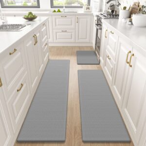 dexi kitchen rugs and mats cushioned anti fatigue comfort runner mats for floor rugs waterproof standing rugs set of 3,17"x29"+17"x59"+17"x79" grey
