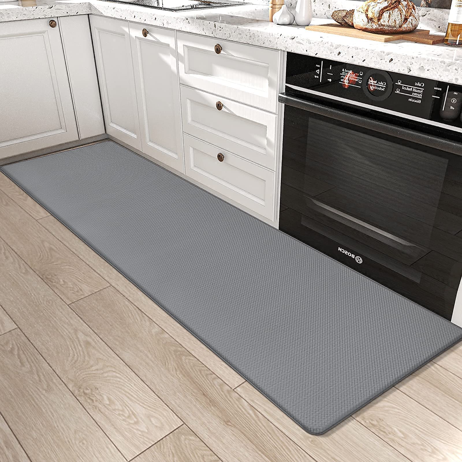 DEXI Kitchen Rugs and Mats Cushioned Anti Fatigue Comfort Runner Mats for Floor Rugs Waterproof Standing Rugs Set of 3,17"x29"+17"x59"+17"x79" Grey