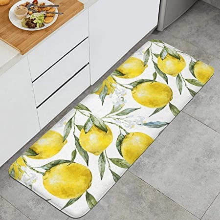 OUXIOAZ Lemon Kitchen mat Microfiber PVC Back Non-Slip Soft Area Rug for Kitchen 47.2 X 17.7 in