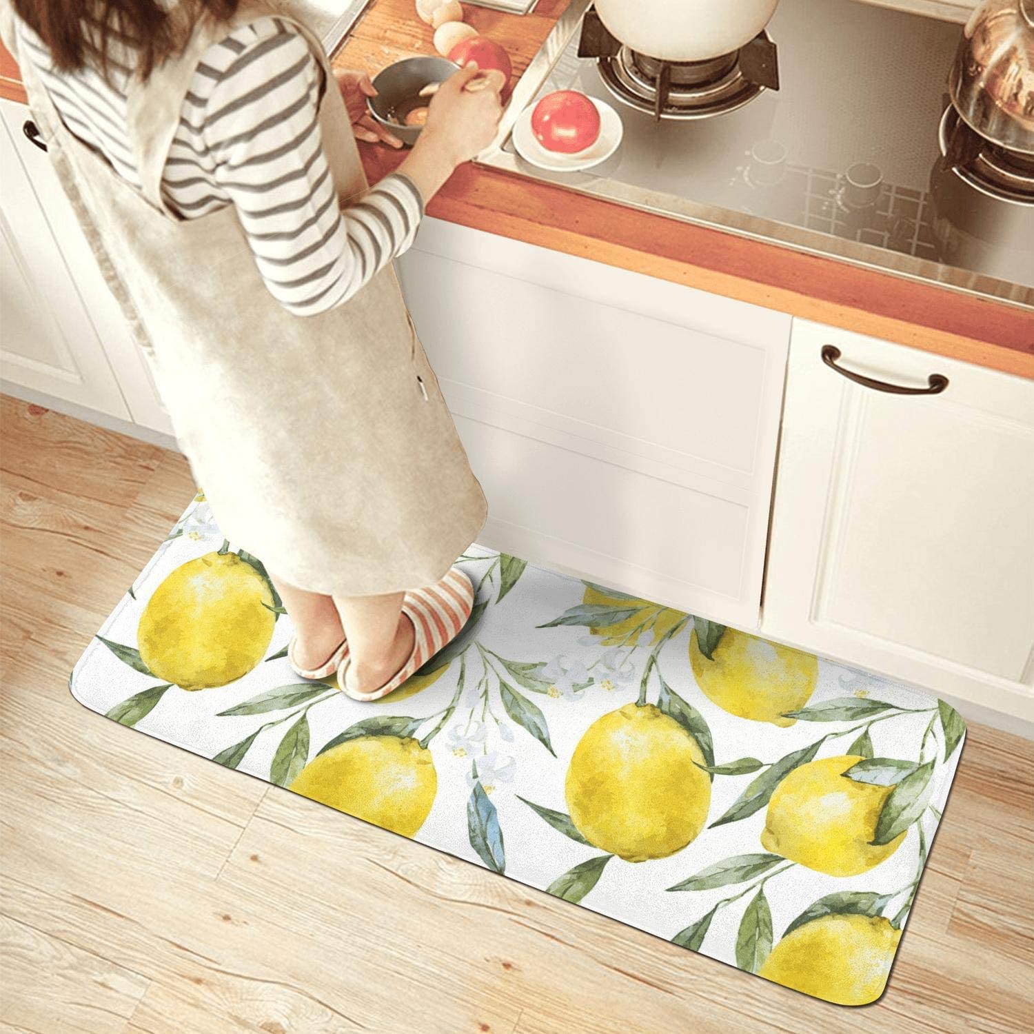 OUXIOAZ Lemon Kitchen mat Microfiber PVC Back Non-Slip Soft Area Rug for Kitchen 47.2 X 17.7 in