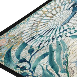 Kitchen Rugs Watercolor Blue Seahorse Design Non-Slip Soft Kitchen Mats Bath Rug Runner Doormats Carpet for Home Decor, 39" X 20"