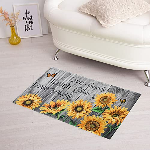 Sunflower Kitchen Rugs and Mats 2 Pieces Sunflower Rugs Set for Kitchen Rug Retro Sunflower Kitchen Rugs Sets Non-Slip Floor Mat Doormat Runner Rug for Kitchen, Laundry, Living Room, Front Door