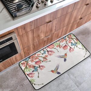 hummingbird kitchen mats 39 x 20 inch butterfly kitchen floor mat anti fatigue comfort kitchen rug non slip oil stain carpet for home bath outdoor decor