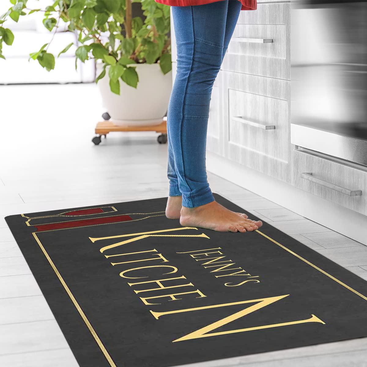 Custom Kitchen Rugs - Personalized Kitchen Mat for Floor Decor Absorbent Kitchen Mat Fits Sink Side - Non-Slip Bottom Comfort Mat Easy to Clean(17"x48")