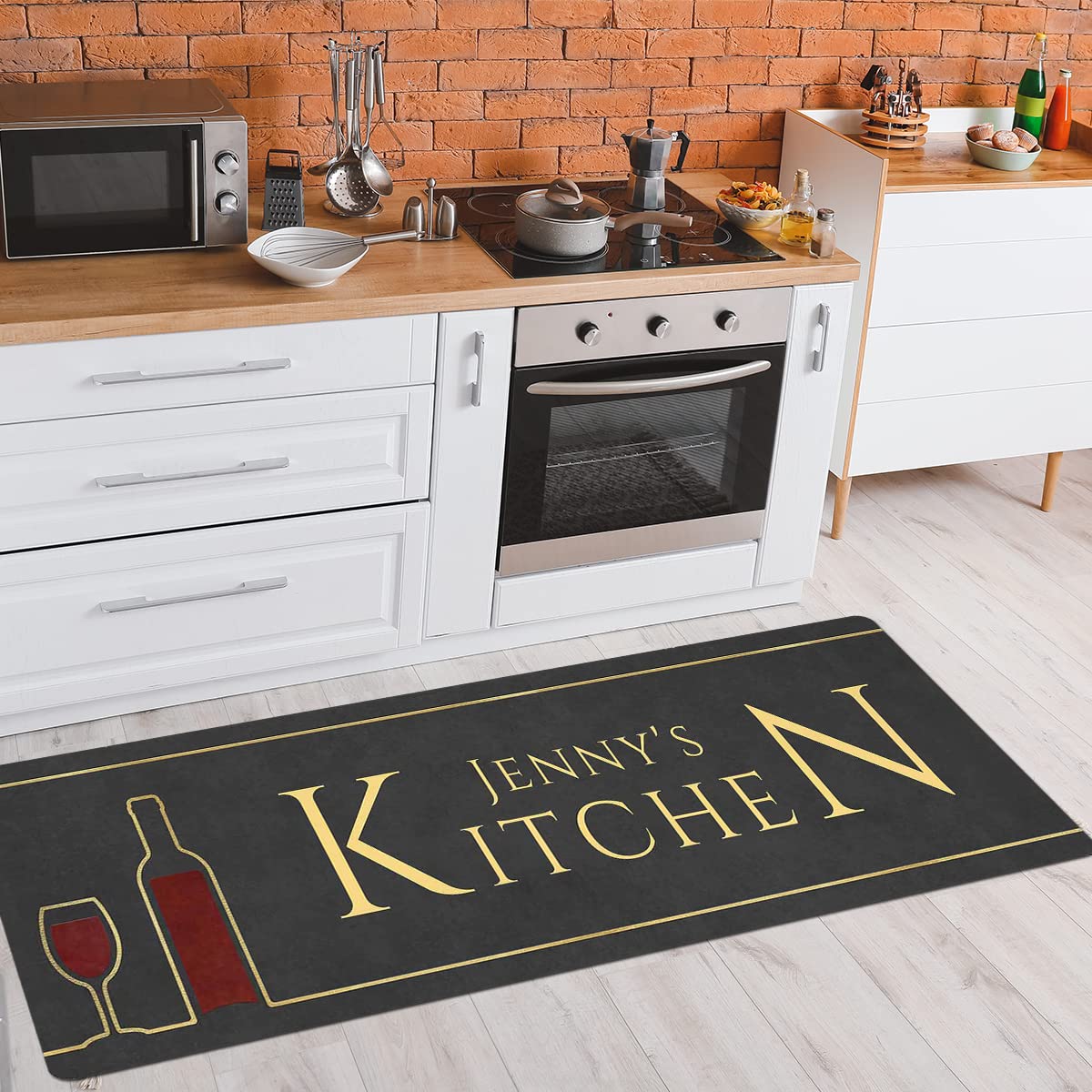 Custom Kitchen Rugs - Personalized Kitchen Mat for Floor Decor Absorbent Kitchen Mat Fits Sink Side - Non-Slip Bottom Comfort Mat Easy to Clean(17"x48")