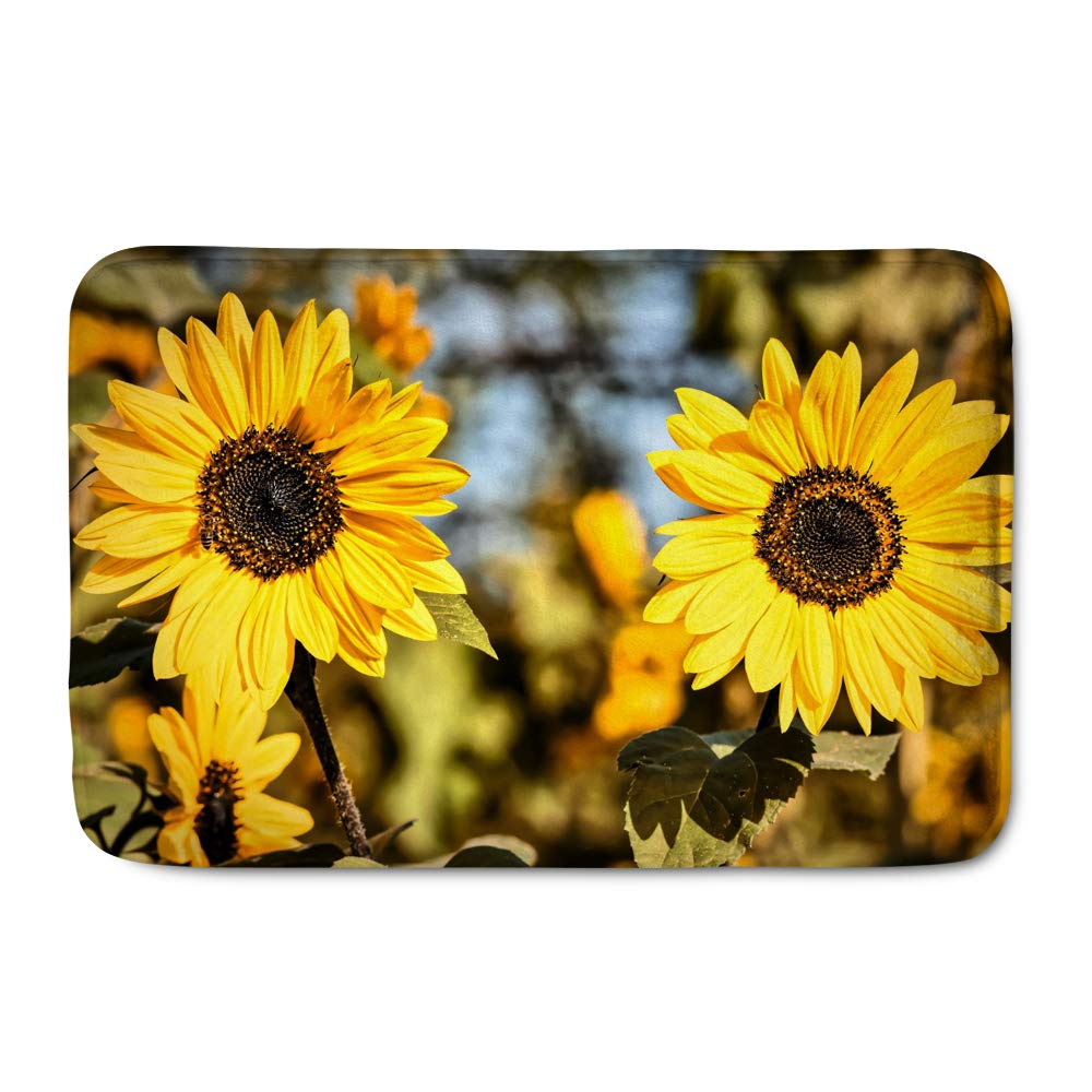 Beauty Collector Sunflower Mats and Rugs Non Slip Pretty Decoration Welcome Rugs for Kitchen Bathroom Living Room Home Decor