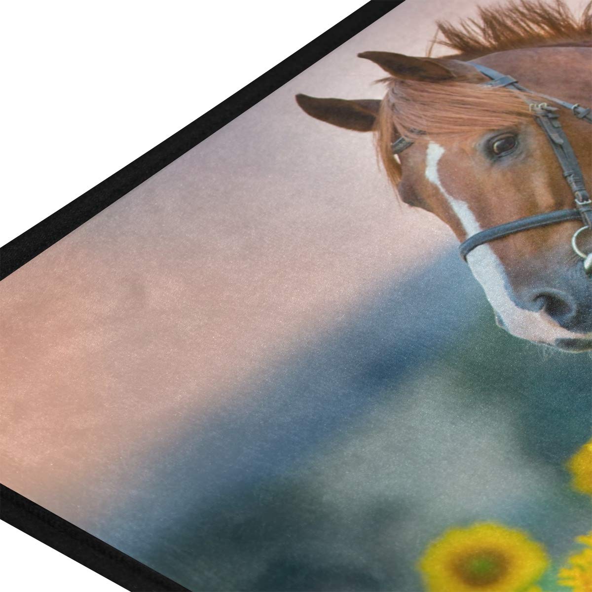 Sunflower Horse Absorbent Kitchen Mat Rugs Non-Slip 39x20 Inch Stallion Doormat Runner Rectangle Soft Floor Mat for Parlor Bathroom Home Decor