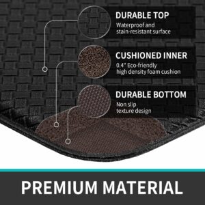 DEXI Kitchen Rugs Anti Fatigue Cushioned Comfort Standing Mats 2 Pieces Set Waterproof Runner Mats Easy to Clean 17"x59"+17"x79" Black