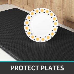 DEXI Kitchen Rugs Anti Fatigue Cushioned Comfort Standing Mats 2 Pieces Set Waterproof Runner Mats Easy to Clean 17"x59"+17"x79" Black