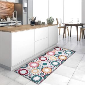 Runner Rug,17" x59" Memory Foam Laundry Room Rug for Floor Bohe Extra Thick Kitchen Mat,PVC Water Proof/No Slip/Anti Fatigue Throw Carpet for Kitchen Laundry Sink (Red)