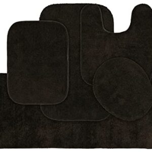 Garland Rug Traditional Plush 5 Piece Nylon Washable Bathroom Rug Set Chocolate