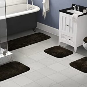 Garland Rug Traditional Plush 5 Piece Nylon Washable Bathroom Rug Set Chocolate