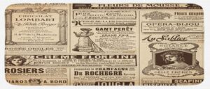 ambesonne paris kitchen mat, vintage old historic newspaper journal french paper lettering art design, plush decorative kitchen mat with non slip backing, 47" x 19", brown caramel