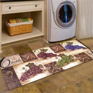 abreeze laundry room rug 20"x59", laundry mats washable farmhouse mat floor runners for bath room carpet kitchen mats(grape)