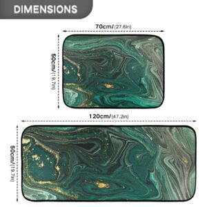 J JOYSAY Green Marble Kitchen Rugs and Mat 2 Pieces Set Cushioned Anti Fatigue Kitchen Mat Non Slip Comfort Standing Rug Washable Farmhouse Decor for Sink Table Fridge Fall