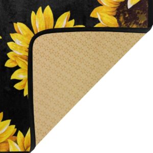 Kitchen Rugs Sunflower Black Design Non-Slip Soft Kitchen Mats Bath Rug Runner Doormats Carpet for Home Decor, 39" X 20"