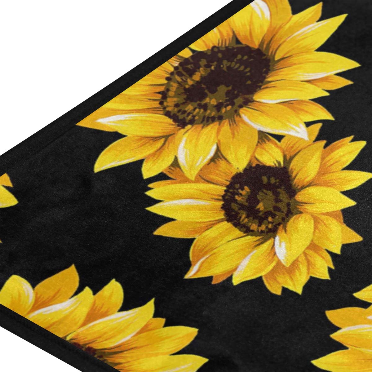 Kitchen Rugs Sunflower Black Design Non-Slip Soft Kitchen Mats Bath Rug Runner Doormats Carpet for Home Decor, 39" X 20"