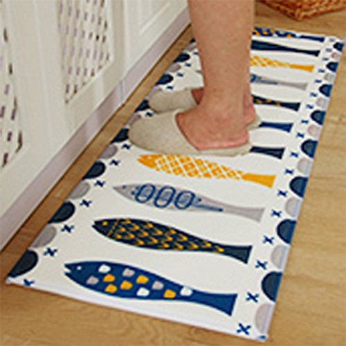 A.B Crew Modern Kitchen Floor Carpet Washable Bathroom Rug Kitchen Non-Slip Runner Rug(Fish,17.72"x47.24")