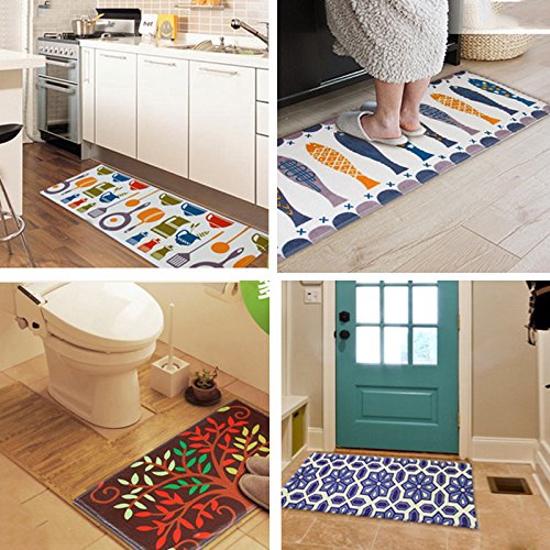 A.B Crew Modern Kitchen Floor Carpet Washable Bathroom Rug Kitchen Non-Slip Runner Rug(Fish,17.72"x47.24")