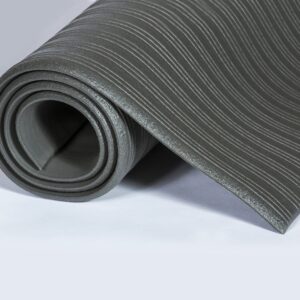 Crown FL2436GY Ribbed Vinyl Anti-Fatigue Mat, 24 x 36, Gray