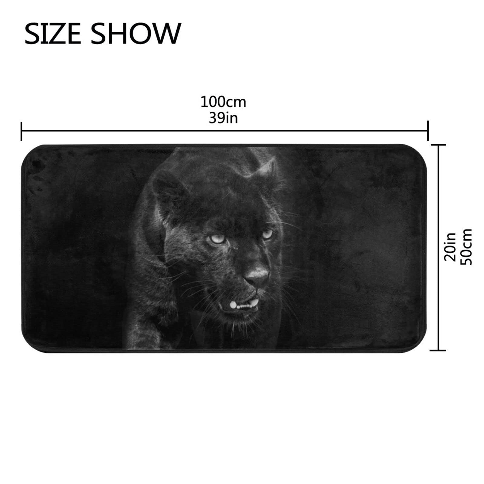 Kitchen Rugs Runner Black Panther in Dark Doormat Bath Rugs Non Slip Area Rugs for Bathroom Kitchen Indoor 39" X 20"