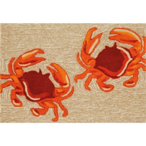liora manne frontporch indoor/outdoor hand tufted durable area rug - traditional coastal animal decorative (crabs natural) (1'8" x 2'6")