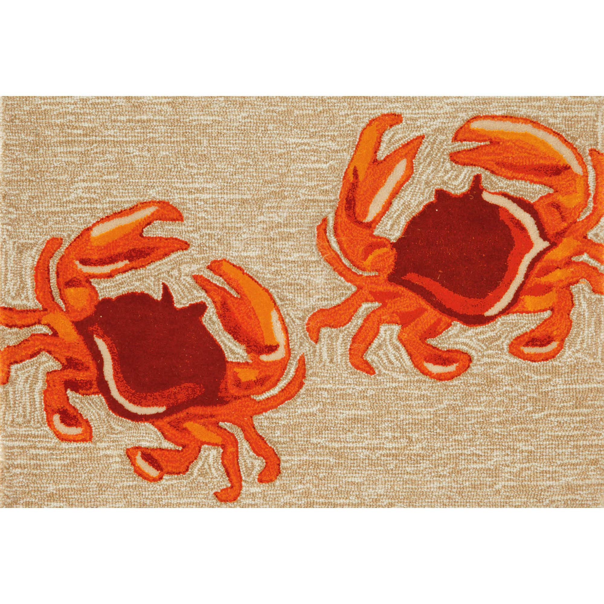 Liora Manne FRONTPORCH Indoor/Outdoor Hand Tufted Durable Area Rug - Traditional Coastal Animal Decorative (Crabs Natural) (1'8" x 2'6")