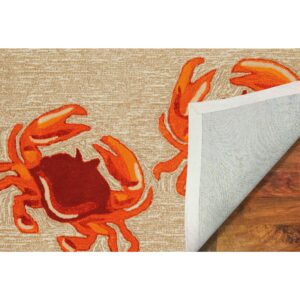 Liora Manne FRONTPORCH Indoor/Outdoor Hand Tufted Durable Area Rug - Traditional Coastal Animal Decorative (Crabs Natural) (1'8" x 2'6")