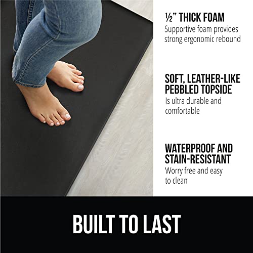 Gorilla Grip Antifatigue Mat and Antifatigue Comfort Rug Mat 2 Piece, Single Antifatigue Mat in 32x20 in Black, Antifatigue Mats in 17x48 and 17x24 in Black, 2 Item Bundle