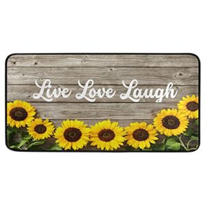 live love laugh home kitchen rug sunflower on wooden board floor mat anti-fatigue bath runner area mat rugs carpet home decor,39 x 20 inch