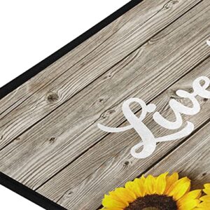 Live Love Laugh Home Kitchen Rug Sunflower On Wooden Board Floor Mat Anti-Fatigue Bath Runner Area Mat Rugs Carpet Home Decor,39 x 20 Inch